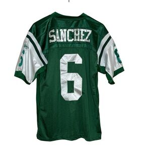NFL New York Jets Sanchez Number 6 Green Pullover Short Sleeve Jersey Size Large